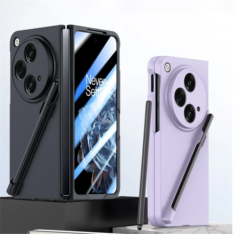Para Oppo Find N3 5G Capa de Telefone com Película de Vidro Temperado / Caneta Stylus Pele Toque Pele - Preto
