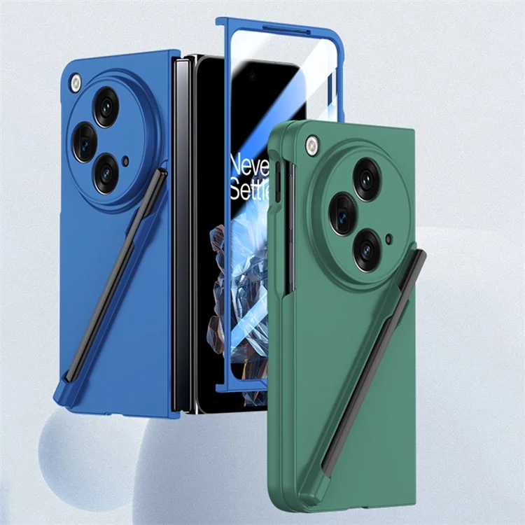 Para Oppo Find N3 5G Capa de Telefone com Película de Vidro Temperado / Caneta Stylus Pele Toque Pele - Preto