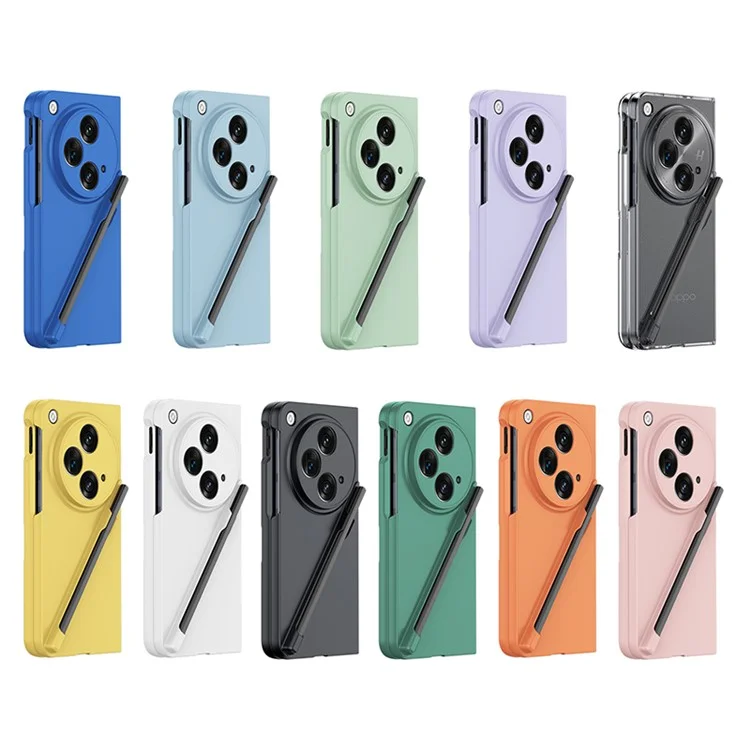 Para Oppo Find N3 5G Capa de Telefone com Película de Vidro Temperado / Caneta Stylus Pele Toque Pele - Preto