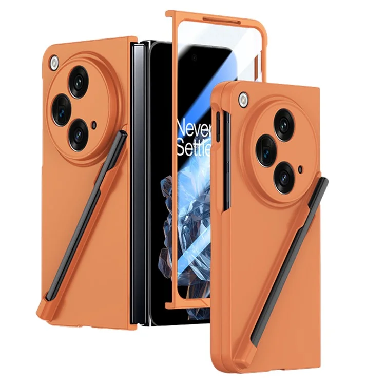 For Oppo Find N3 5G Phone Case with Tempered Glass Film / Stylus Pen Skin Touch Feel - Orange