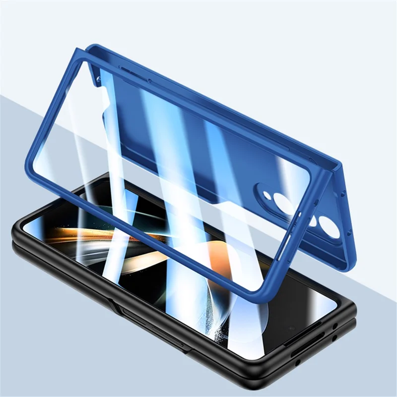 For Samsung Galaxy Z Fold4 5G Phone Case PC Protective Cover with Tempered Glass Film / Stylus Pen - Green