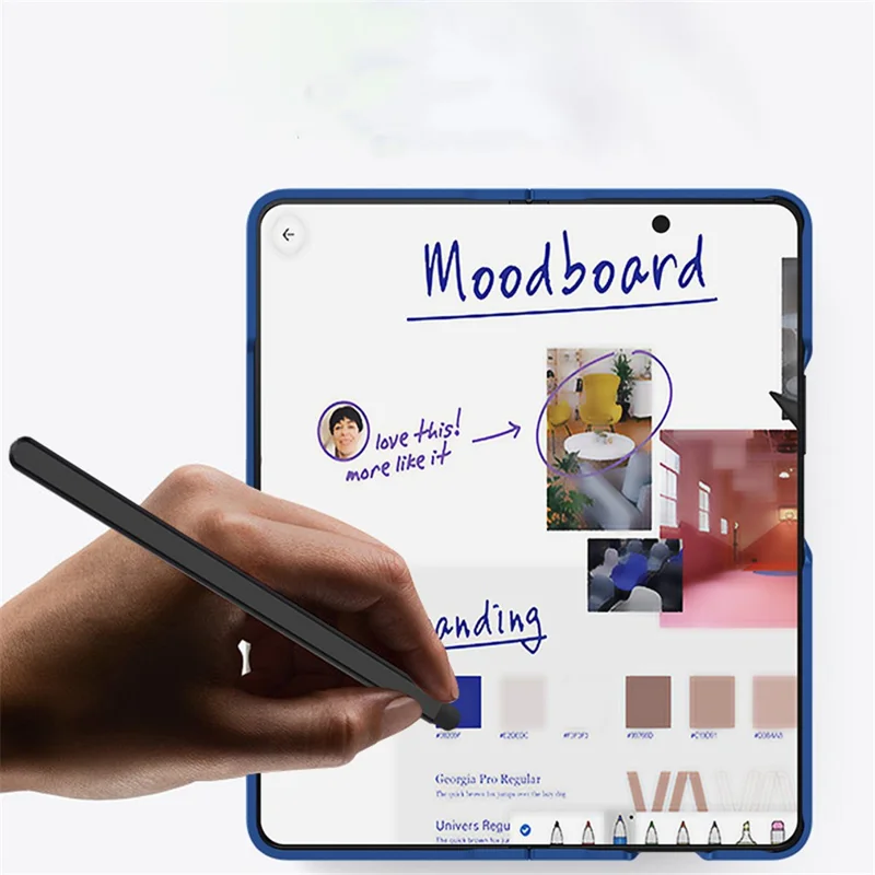 For Samsung Galaxy Z Fold4 5G Phone Case PC Protective Cover with Tempered Glass Film / Stylus Pen - Green