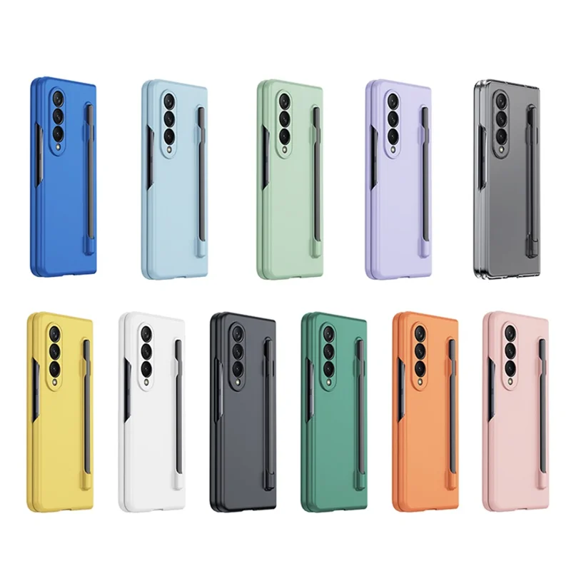 For Samsung Galaxy Z Fold4 5G Phone Case PC Protective Cover with Tempered Glass Film / Stylus Pen - Green