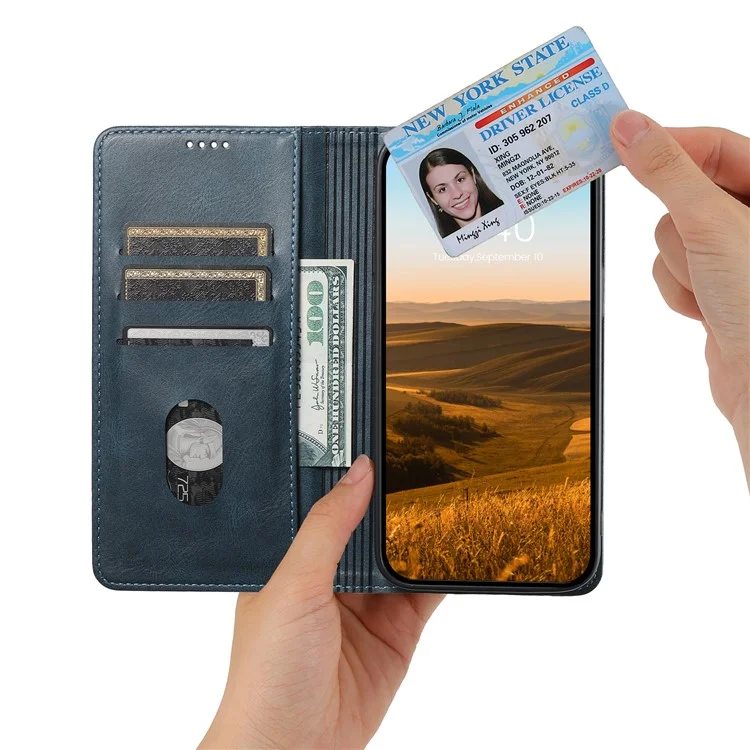 SUTENI J02 Series per iPhone 15 Pro Max Case Texture Waxy Leather Phone Cover con chiusura magnetica - Blu