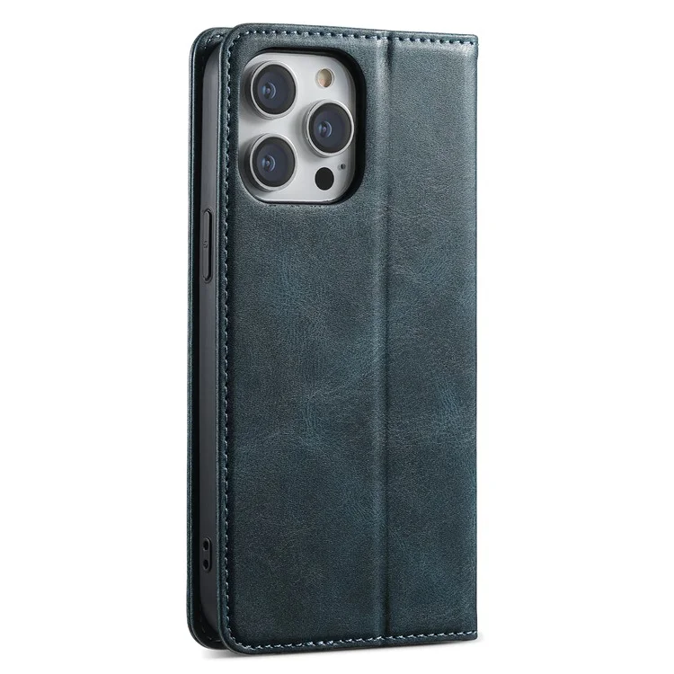 SUTENI J02 Series for iPhone 15 Pro Max Case Waxy Texture Leather Phone Cover with Magnetic Closure - Blue