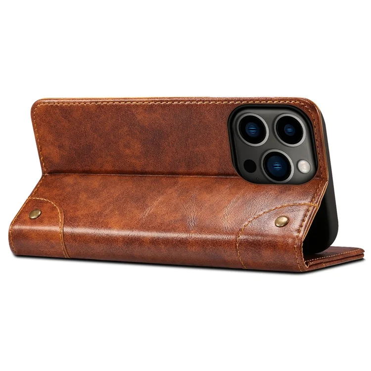 SUTENI Für iPhone 15 Pro Case Anti-Kratzer PU-Leder+TPU Handy-Geldbörse - Khaki