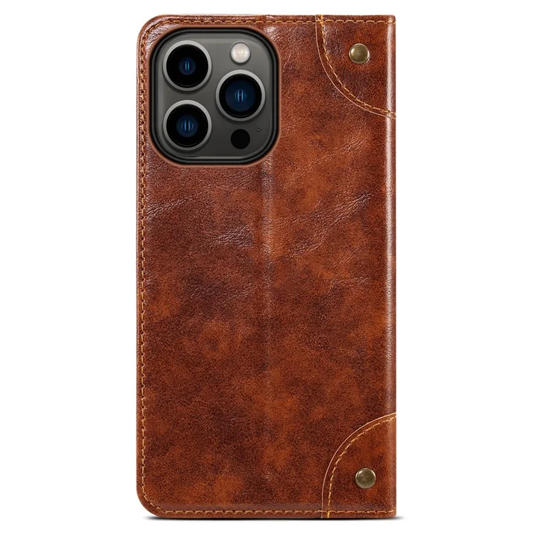 SUTENI Für iPhone 15 Pro Case Anti-Kratzer PU-Leder+TPU Handy-Geldbörse - Khaki
