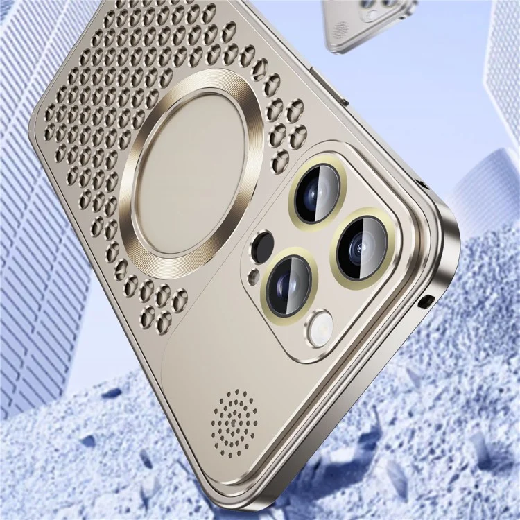 For iPhone 15 Pro Max Magnetic Case Aluminium Alloy Push Button Back Cover Compatible with MagSafe - Titanium Grey