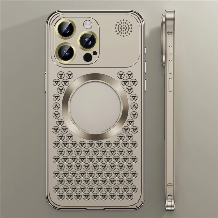 For iPhone 15 Pro Max Magnetic Case Aluminium Alloy Push Button Back Cover Compatible with MagSafe - Titanium Grey