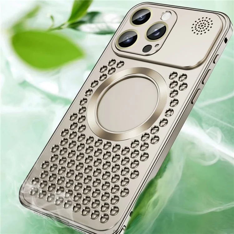 For iPhone 15 Pro Max Magnetic Case Aluminium Alloy Push Button Back Cover Compatible with MagSafe - Titanium Grey