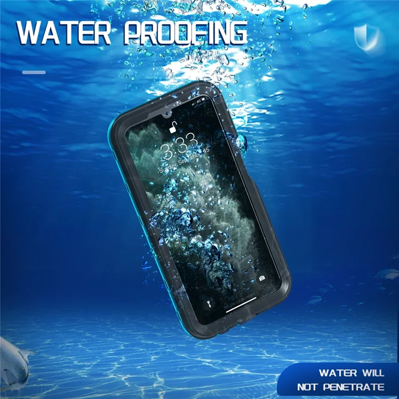 REDPEPPER A Series For Samsung Galaxy A15 5G Case Waterproof Built-in Screen Protector IP68 Underwater - Black+Grass Blue