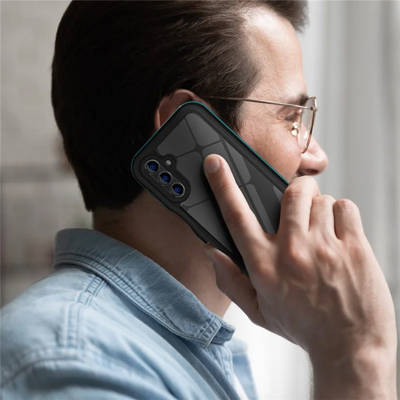 REDPEPPER A Series For Samsung Galaxy A15 5G Case Waterproof Built-in Screen Protector IP68 Underwater - Black+Grass Blue