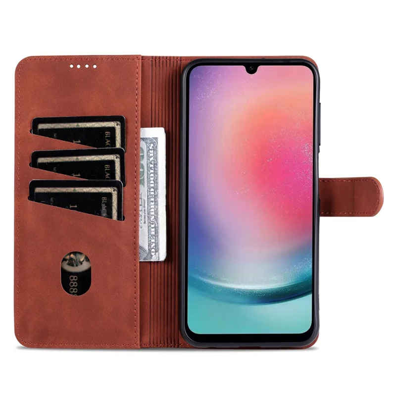 AZNS For Samsung Galaxy A35 5G Leather Phone Case Wallet Flip Phone Cover - Brown