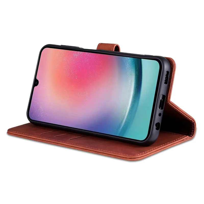 AZNS For Samsung Galaxy A35 5G Leather Phone Case Wallet Flip Phone Cover - Brown