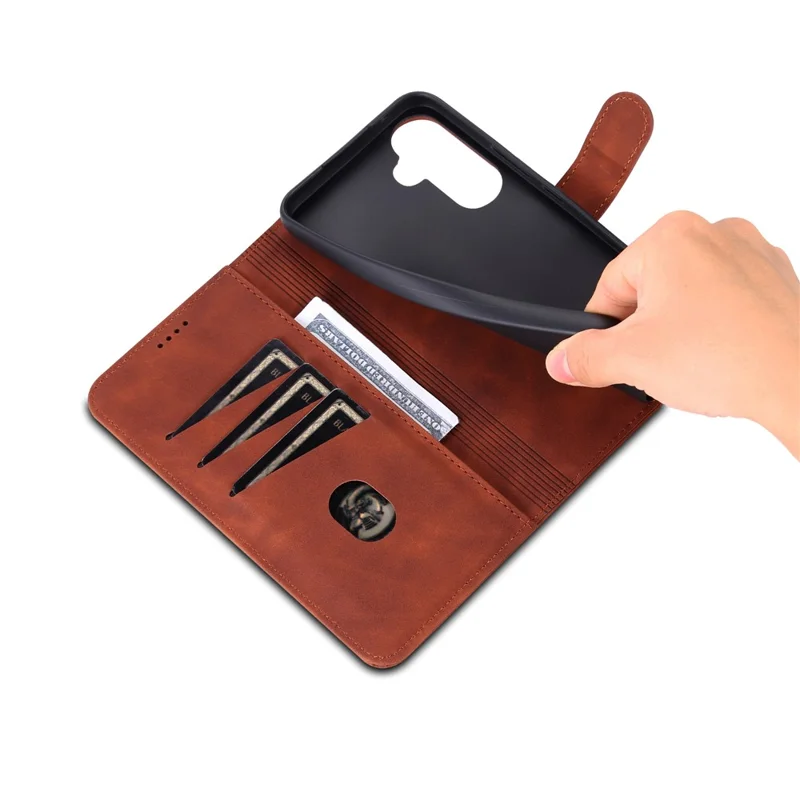 AZNS For Samsung Galaxy A35 5G Leather Phone Case Wallet Flip Phone Cover - Brown