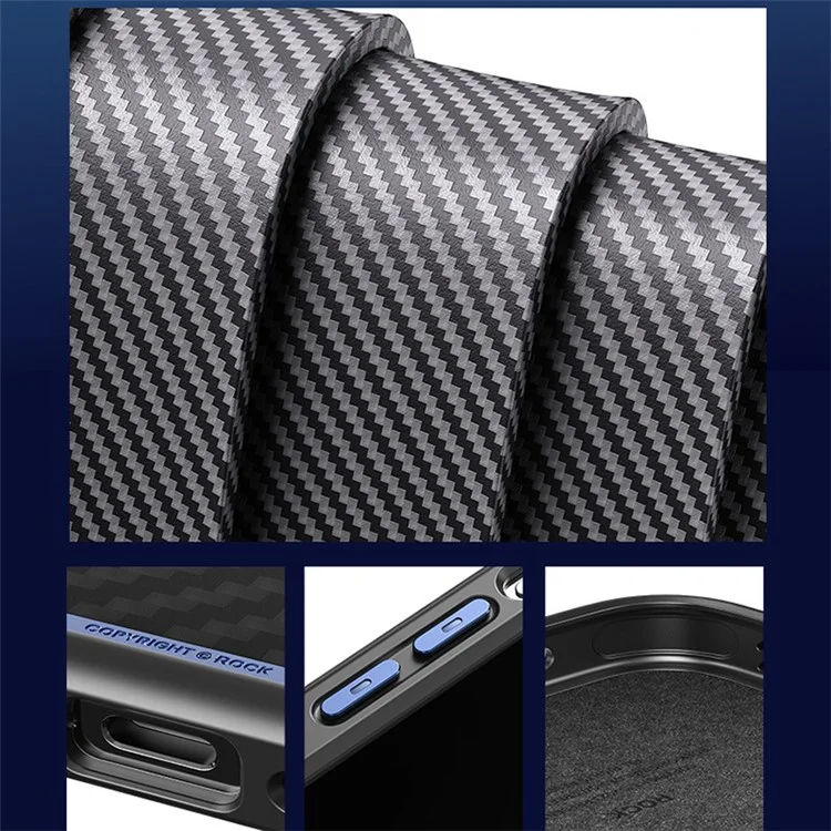 ROCK per iPhone 15 Pro Max Custodia Magnetica Kevlar+PC+TPU Cover Copertura Obiettivo Metallo - Titanio Blu