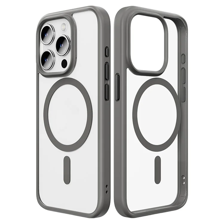 ROCK For iPhone 15 Pro Magnetic Clear Phone Case Compatible with MagSafe - Titanium Grey