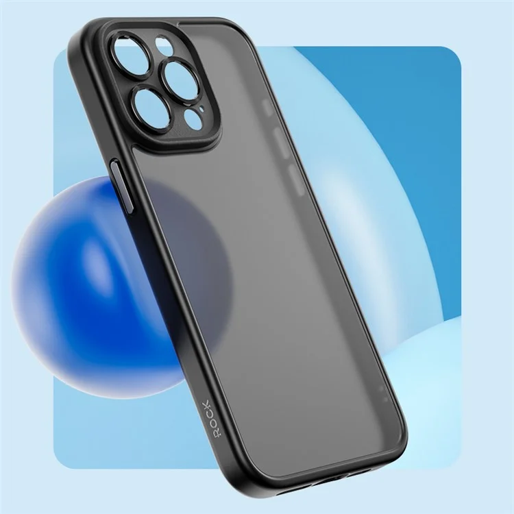 ROCK For iPhone 15 Pro Max Skin-Feel Phone Case with Lens Protection - Titanium Black
