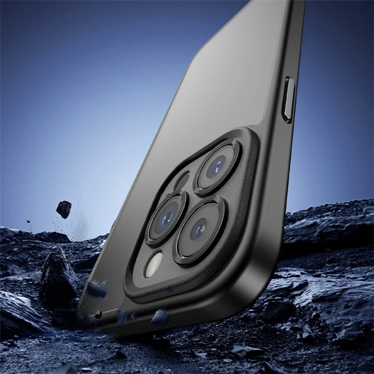 ROCK For iPhone 15 Pro Max Skin-Feel Phone Case with Lens Protection - Titanium Black