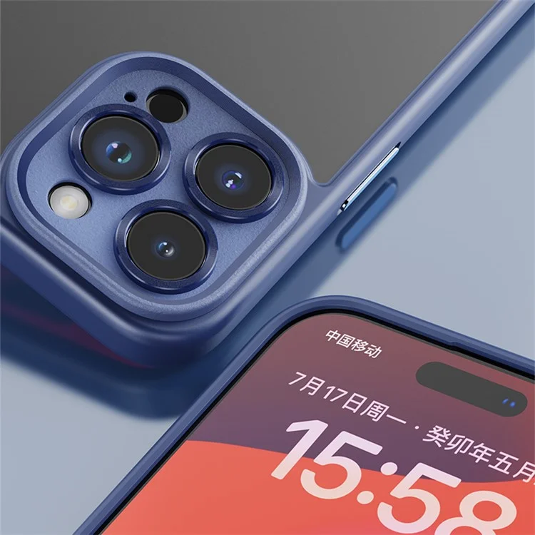 ROCK для чехла iPhone 15 Pro с защитой объектива и кожаным покрытием - Титановый черный