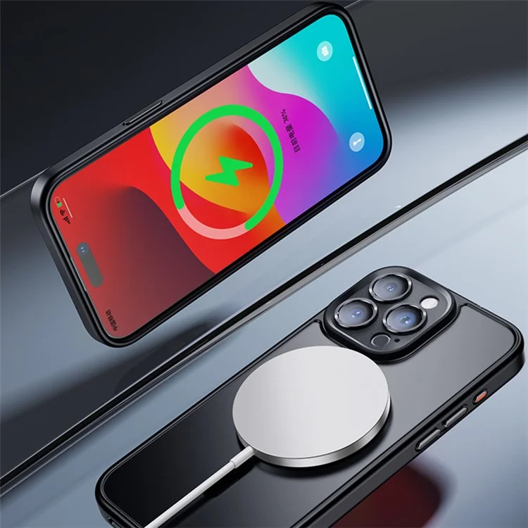 ROCK For iPhone 15 Pro Magnetic Phone Case Skin Touch Phone Cover - Titanium Black