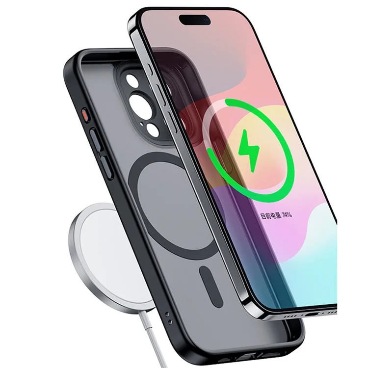 ROCK For iPhone 15 Pro Magnetic Phone Case Skin Touch Phone Cover - Titanium Black