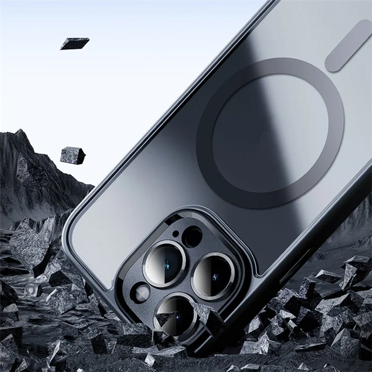 ROCK For iPhone 15 Pro Magnetic Phone Case Skin Touch Phone Cover - Titanium Black
