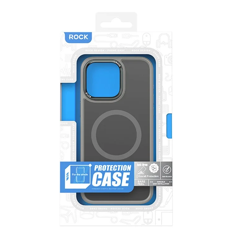 ROCK Para iPhone 15 Capa Magnética Fosca PC+TPU - Titanium Blue