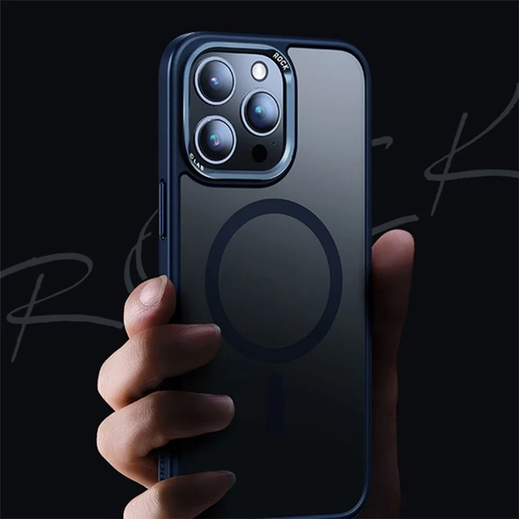 ROCK Para iPhone 15 Capa Magnética Fosca PC+TPU - Titanium Blue