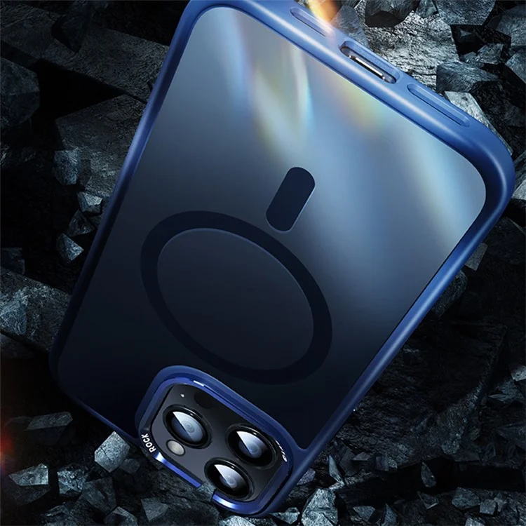 ROCK Para iPhone 15 Capa Magnética Fosca PC+TPU - Titanium Blue
