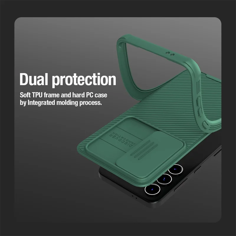 NILLKIN CamShield Pro Case for Samsung Galaxy S24 Shell Magnetic PC+TPU Phone Cover - Green