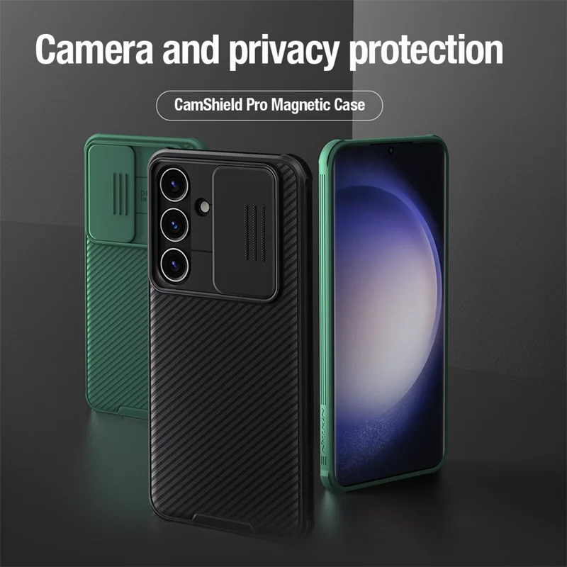 NILLKIN CamShield Pro Case for Samsung Galaxy S24 Shell Magnetic PC+TPU Phone Cover - Green