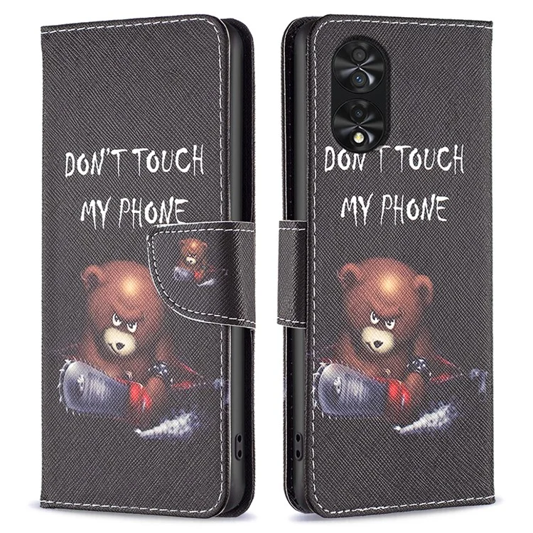 For TCL 40 Nxtpaper 4G Case Wallet Stand Pattern Printing PU Leather Flip Cover - Bear