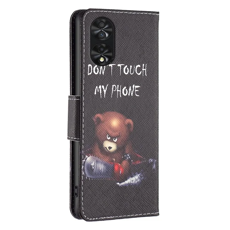 For TCL 40 Nxtpaper 4G Case Wallet Stand Pattern Printing PU Leather Flip Cover - Bear