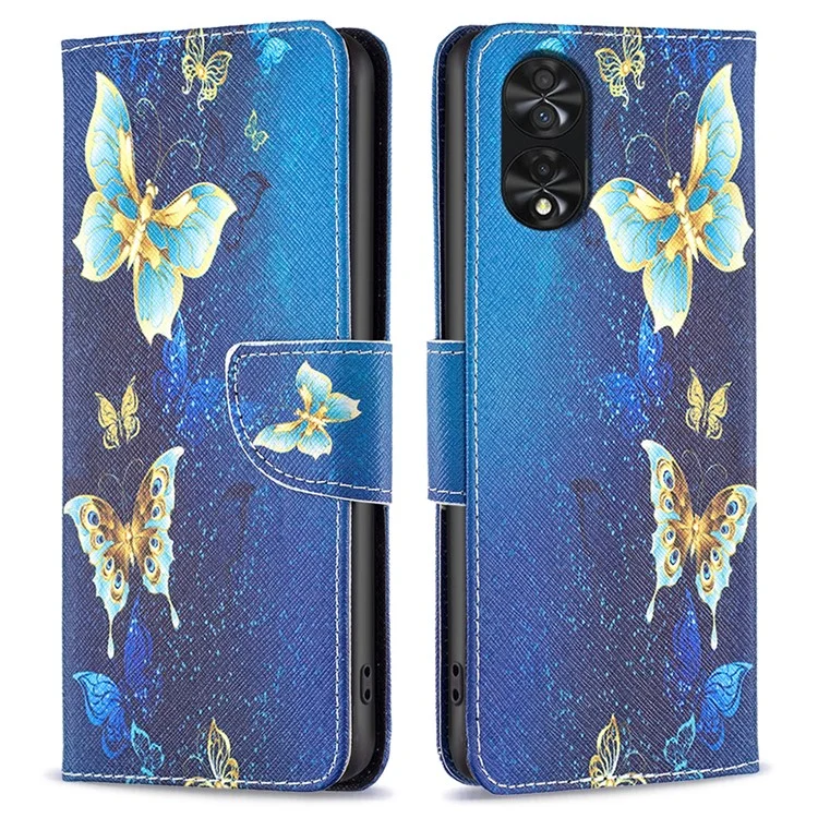 Para TCL 40 NxtPaper Case Wallet Stand Pattern Printing PU Leather Flip Cover - Golden Butterflies