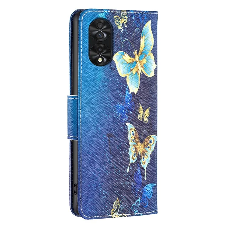 Para TCL 40 NxtPaper Case Wallet Stand Pattern Printing PU Leather Flip Cover - Golden Butterflies