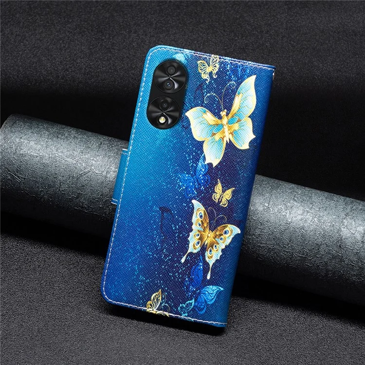 Para TCL 40 NxtPaper Case Wallet Stand Pattern Printing PU Leather Flip Cover - Golden Butterflies