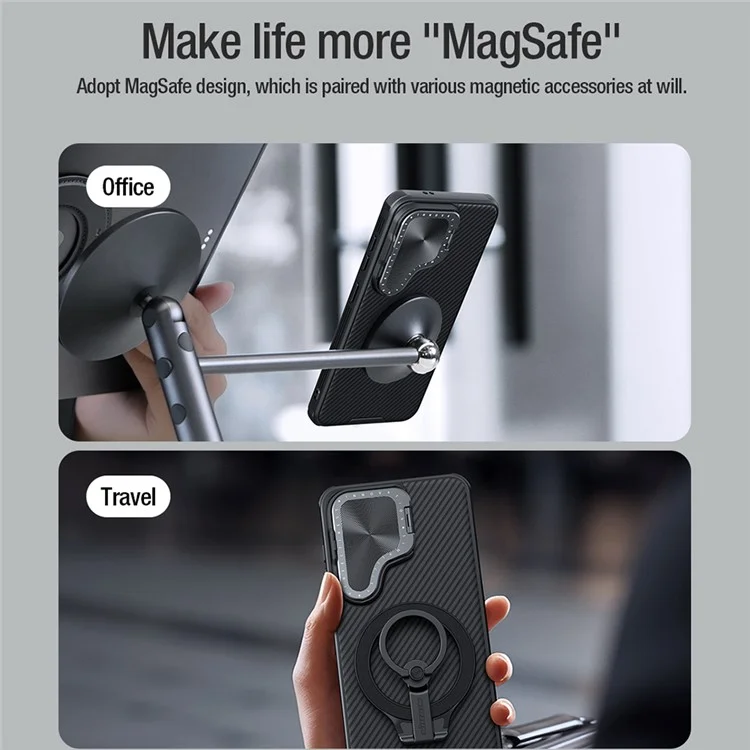 NILLKIN CamShield Prop Magnetische Serie für Samsung Galaxy S24 Handyhülle Linsenabdeckung Ständer Rückschale - Blau