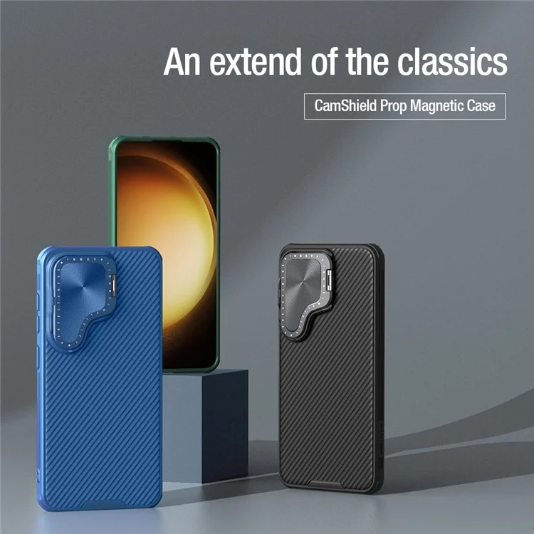 NILLKIN CamShield Prop Magnetische Serie für Samsung Galaxy S24 Handyhülle Linsenabdeckung Ständer Rückschale - Blau