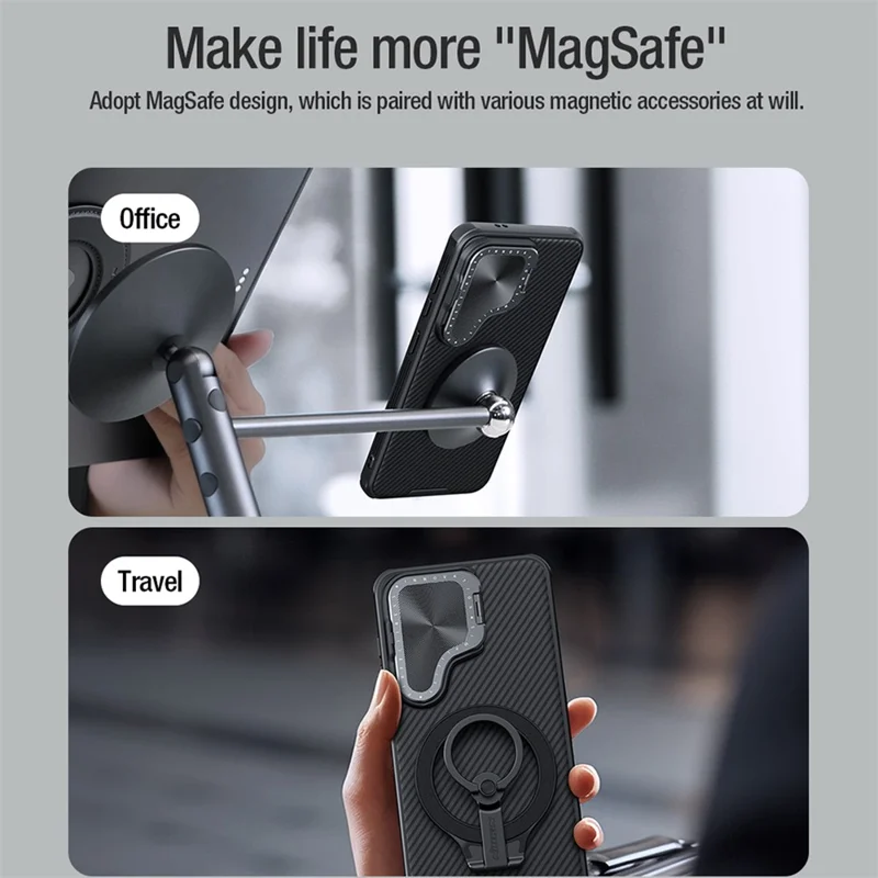 NILLKIN CamShield Prop Magnetic Series for Samsung Galaxy S24 Phone Case Lens Cover Kickstand Back Shell - Green