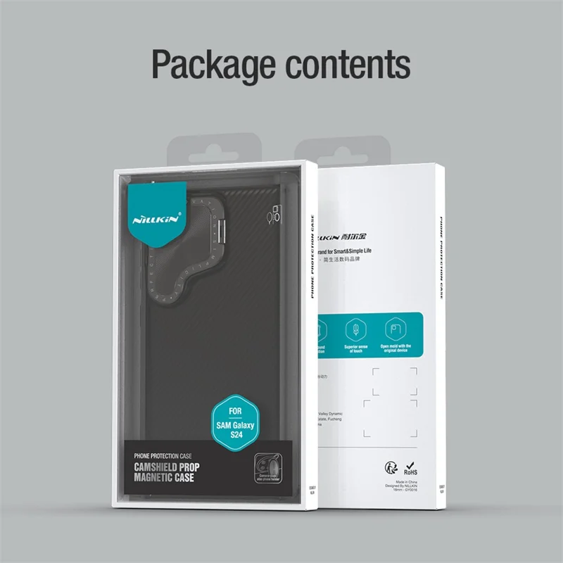 NILLKIN CamShield Prop Series for Samsung Galaxy S24 Cell Phone Case Kickstand Lens Lid PC+TPU Shell - Blue