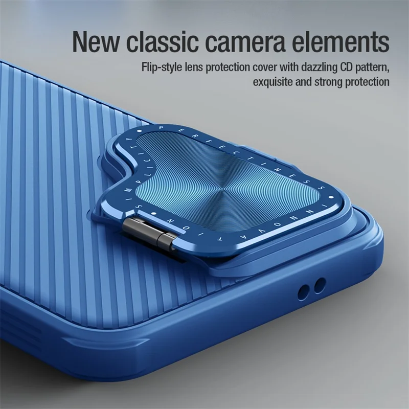 NILLKIN CamShield Prop Series for Samsung Galaxy S24 Cell Phone Case Kickstand Lens Lid PC+TPU Shell - Blue
