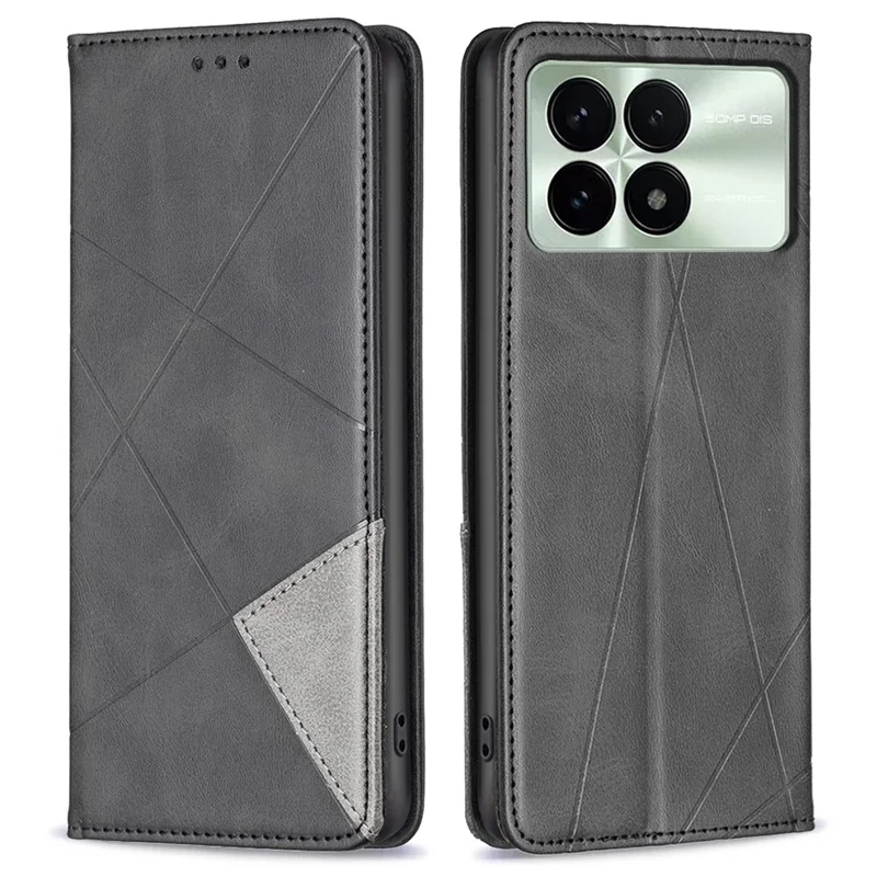 For Xiaomi Redmi K70E 5G / Poco X6 Pro 5G Case with Card Holder PU Leather Stand Cover Protector - Black