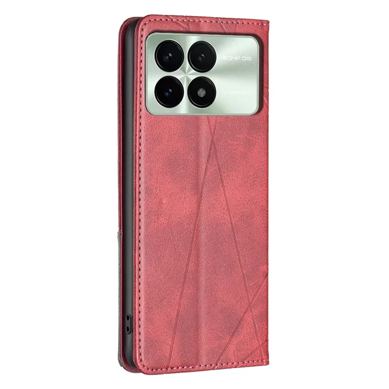 For Xiaomi Redmi K70E 5G / Poco X6 Pro 5G Case with Card Holder PU Leather Stand Cover Protector - Red