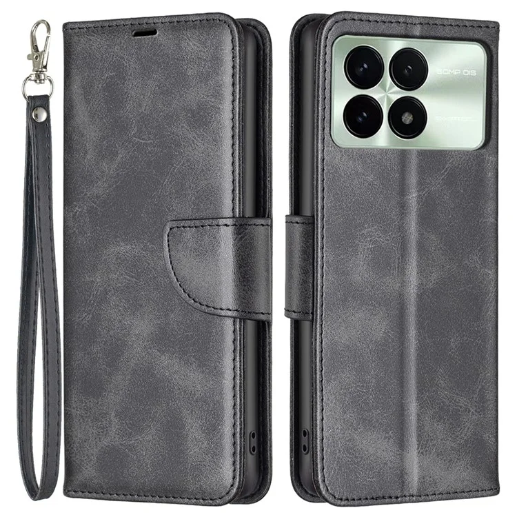 For Xiaomi Redmi K70E 5G / Poco X6 Pro 5G Textured Wallet Phone Case PU Leather Stand Cover - Black