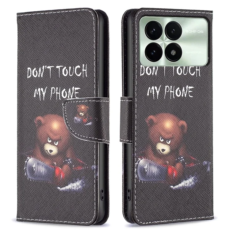 For Xiaomi Redmi K70E 5G / Poco X6 Pro 5G Leather Wallet Case Pattern Printing Phone Stand Cover - Bear