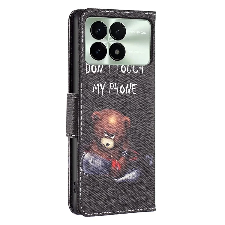 For Xiaomi Redmi K70E 5G / Poco X6 Pro 5G Leather Wallet Case Pattern Printing Phone Stand Cover - Bear