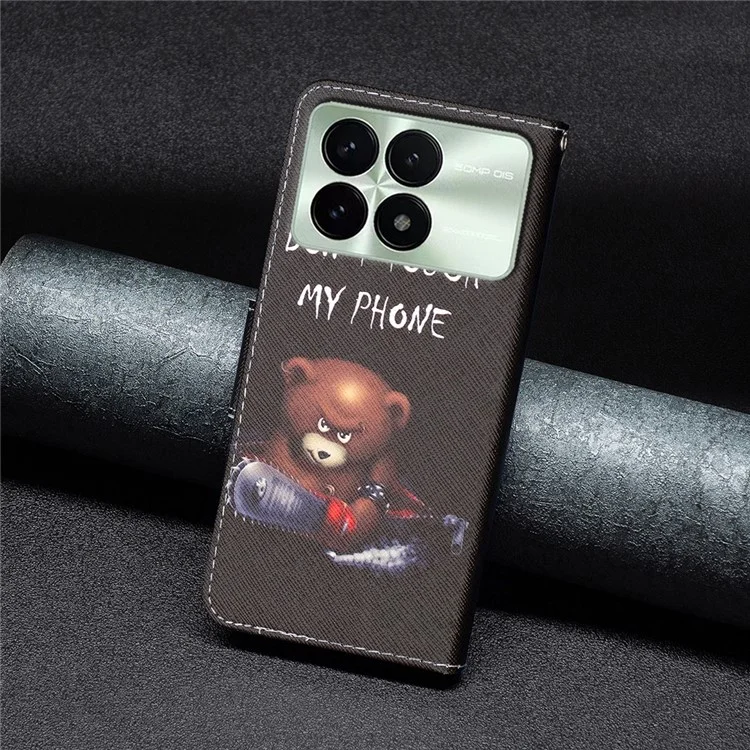 For Xiaomi Redmi K70E 5G / Poco X6 Pro 5G Leather Wallet Case Pattern Printing Phone Stand Cover - Bear