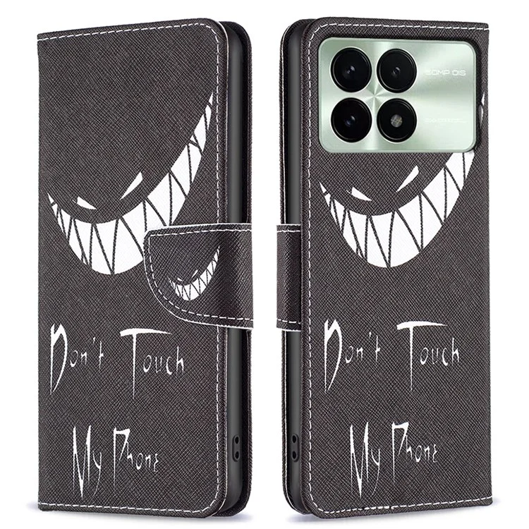 For Xiaomi Redmi K70E 5G / Poco X6 Pro 5G Leather Wallet Case Pattern Printing Phone Stand Cover - Don't Touch My Phone