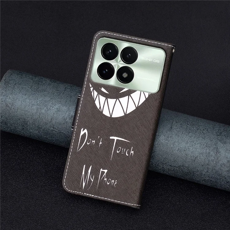 For Xiaomi Redmi K70E 5G / Poco X6 Pro 5G Leather Wallet Case Pattern Printing Phone Stand Cover - Don't Touch My Phone